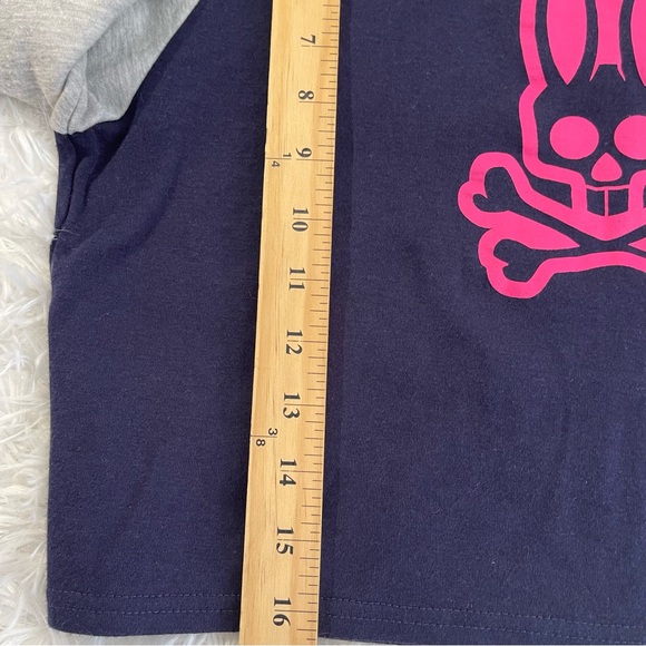 Psycho Bunny Cropped Tee Womens Size Small 3/4 Sleeve Blue Gray - Picture 5 of 6